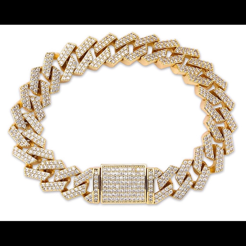 6X 14K Gold Plated Iced Out Diamond Bracelet